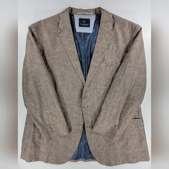Tailorbyrd Collection Linen Blazer Jacket Mens 50L Lined Sport Coat Light Brown